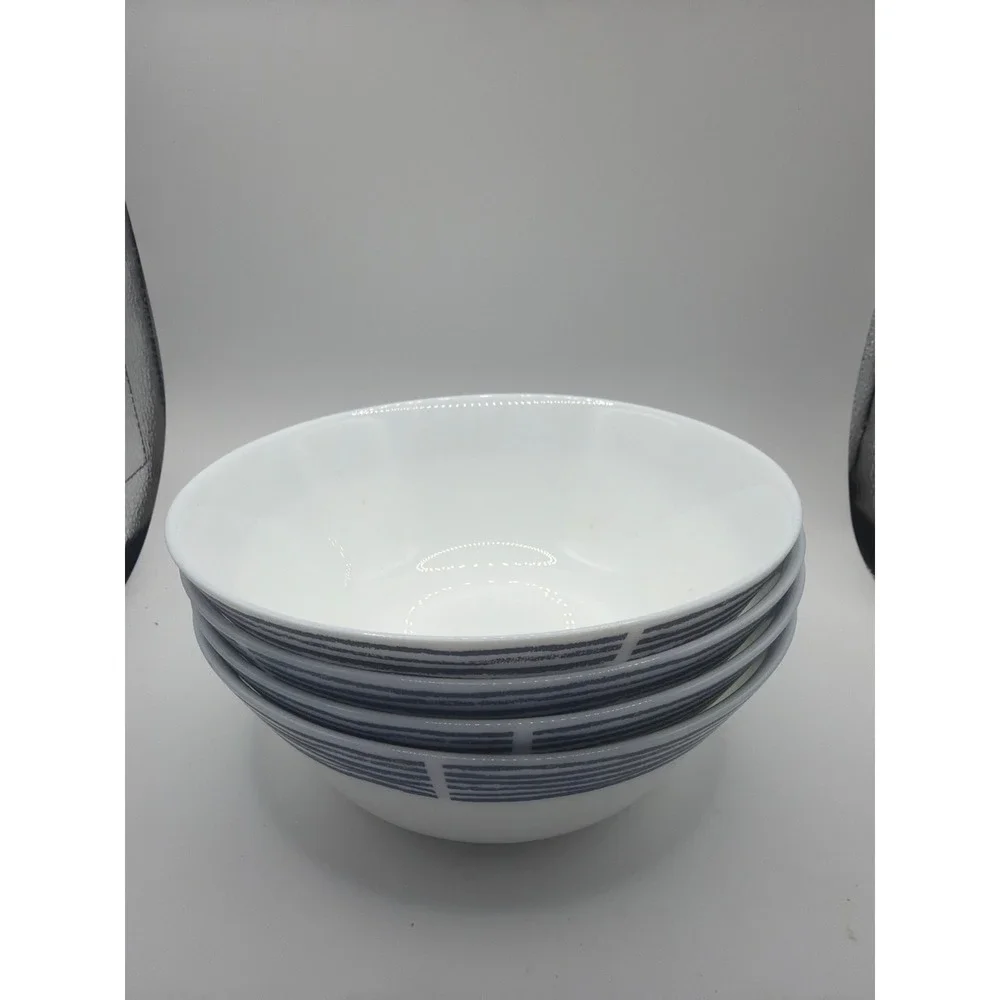 4 Corelle Everyday Expressions Geometrica Blue Soup/Cereal Bowls